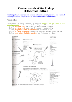 Fundamentals of Machining/ Orthogonal Cutting