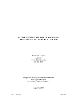 TAX STRATEGIES IN THE SALE OF A BUSINESS