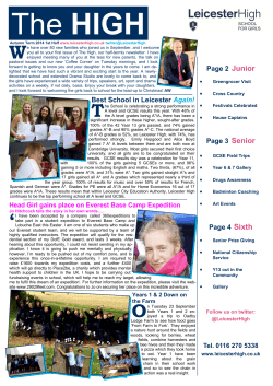 The High Autumn Term 2014 One - Leicester High School for Girls