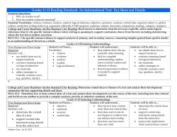 Grades 11-12 Reading Standards for Informational Text: Key Ideas