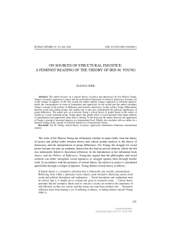 ON SOURCES OF STRUCTURAL INJUSTICE: A FEMINIST