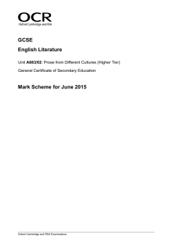 Unit A663/02 - Prose from different cultures - Higher tier - June