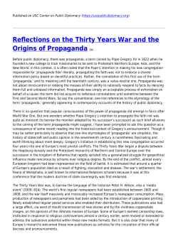 Reflections on the Thirty Years War and the Origins of Propaganda