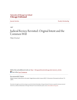 Judicial Review Revisited: Original Intent and