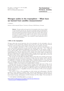 Nitrogen oxides in the troposphere &ndash; What have we learned from
