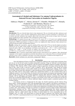 Assessment of Alcohol and Substance Use among Undergraduates