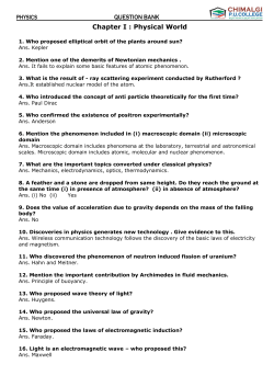 Chapter I : Physical World QUESTION BANK