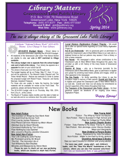 Spring 2014 - Greenwood Lake Public Library
