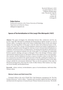 Spaces of Territorialization in Fritz Lang`s Film Metropolis (1927)