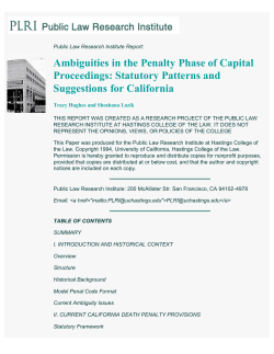 Ambiguities in the Penalty Phase of Capital Proceedings: Statutory