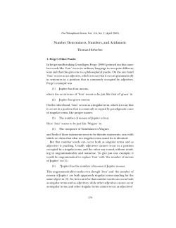 Number Determiners, Numbers, and Arithmetic - UNC