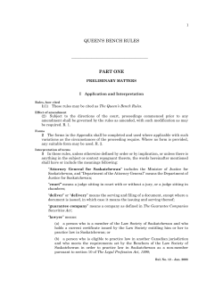 QUEEN`S BENCH RULES PART ONE