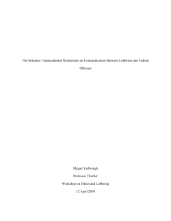 Ethics and Lobbying Paper - Megan Yarbrough