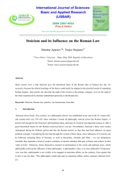 Stoicism and its Influence on the Roman Law