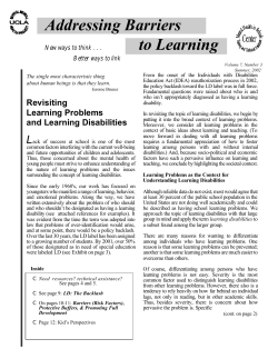 Addressing Barriers to Learning - UCLA School Mental Health Project