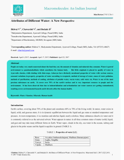 Attributes of Different Water: A New Perspective