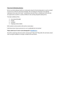 Pluto Event Promotional Staff Job Spec April 2016