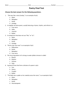 Poetry Final Test - singerbportfolio