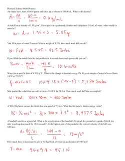 Physical Science Math Practice An object has a mass of 60.0 grams