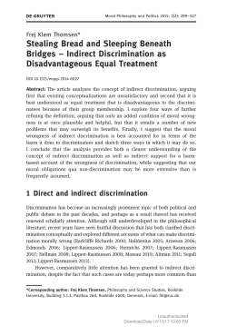 Stealing Bread and Sleeping Beneath Bridges &ndash; Indirect