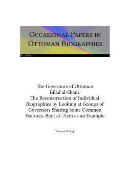 The Governors of Ottoman Bilād al-Shām. The - OPUS 4
