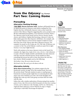 from the Odyssey by Homer Part Two: Coming