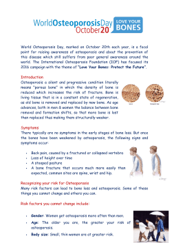 World Osteoporosis Day 20th October 2016