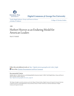Herbert Hoover as an Enduring Model for American Leaders