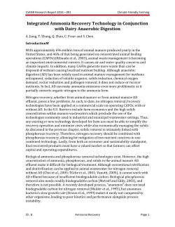 Integrated Ammonia Recovery Technology in Conjunction with Dairy