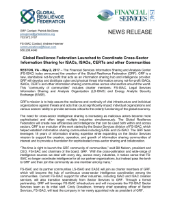 NEWS RELEASE - FS-ISAC