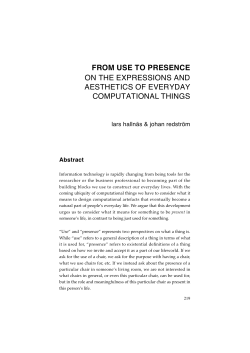 from use to presence on the expressions and aesthetics of everyday