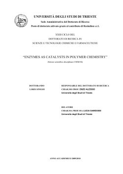 universit&agrave; degli studi di trieste &ldquo;enzymes as catalysts in
