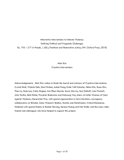 Alternative Interventions to Intimate Violence: Defining Political and