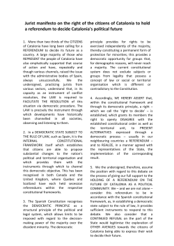 Jurist manifesto on the right of the citizens of Catalonia to hold a
