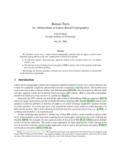 Bonsai Trees - Cryptology ePrint Archive