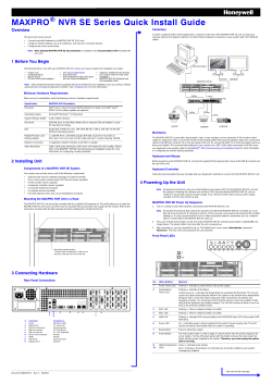 MAXPRO&reg; NVR SE Quick Install Guide