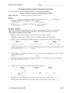 Describing Motion Verbally with Speed and Velocity