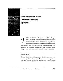 Time Integrationofthe SpaceTimeKinetics Equations