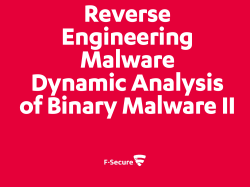 Reverse Engineering Malware Dynamic Analysis of Binary Malware I