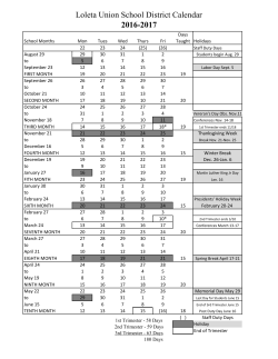 Loleta Union School District Calendar 2016-2017