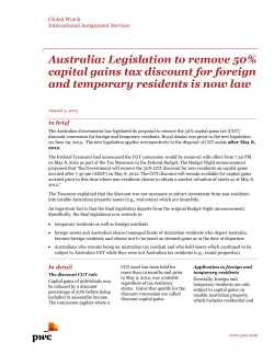 Australia: Legislation to remove 50% capital gains tax discount for