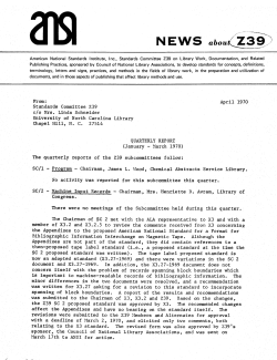 News about Z39 1970 April - National Information Standards