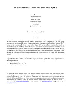 Do Bondholders Value Senior Loan Lender Control Rights?1