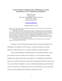 Frederick Harris Goff, Rockefeller Philanthropy and the Early History