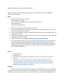 Tables, Formatting Columns and Accessibility in Word Tables and