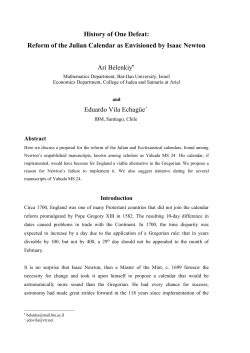 History of One Defeat: Reform of the Julian Calendar as Envisioned