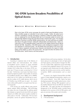 10G-EPON System Broadens Possibilities of Optical Access