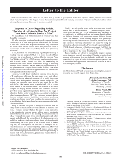 Response to Letter Regarding Article,“Blocking of α4 Integrin Does