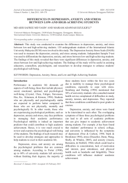 differences in depression, anxiety and stress between low