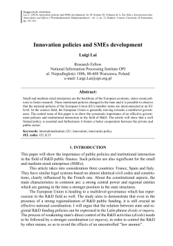 Innovation policies and SMEs development